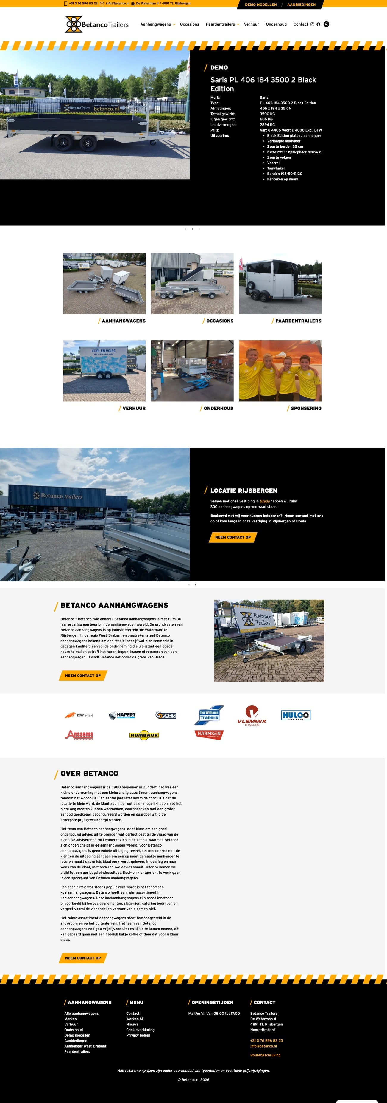 Website van Betanco op desktop