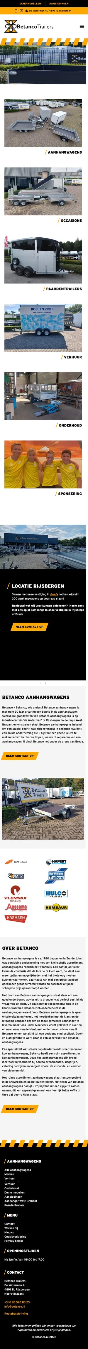 Website van Betanco op mobiel