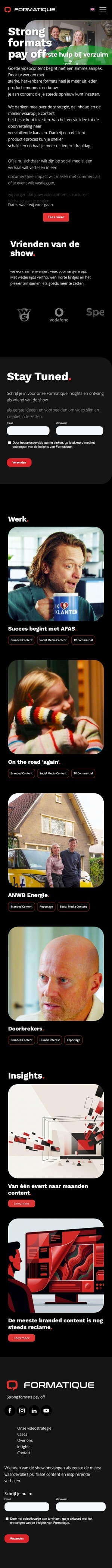 Website van Formatique op mobiel
