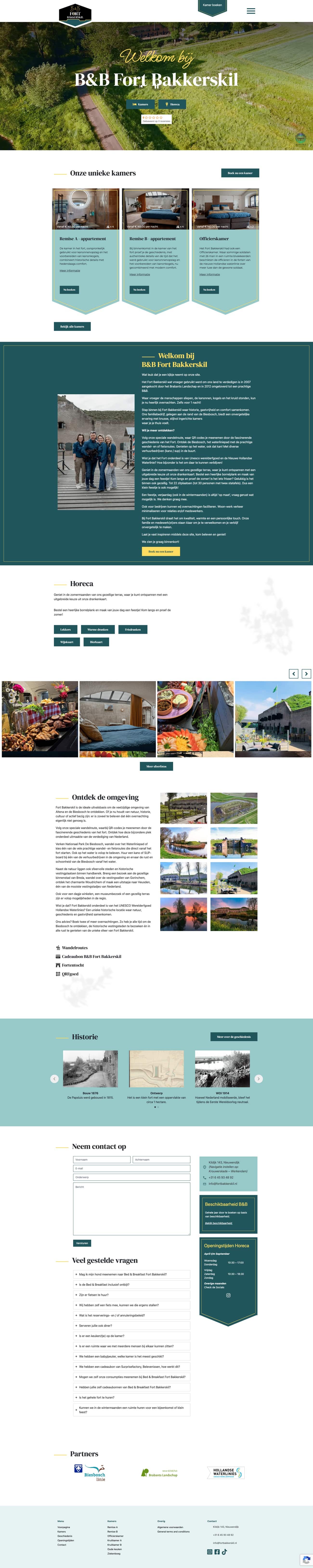 Website van Fort Bakkerskil op desktop