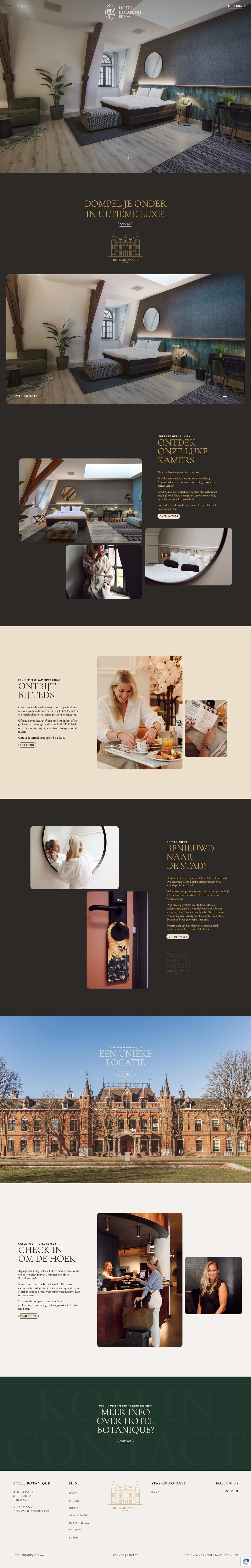 Website van Hotel Botanique op desktop