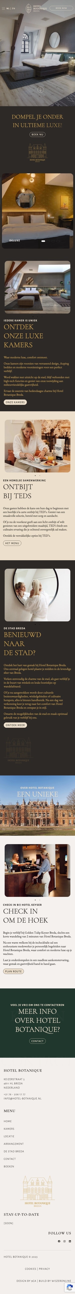 Website van Hotel Botanique op mobiel