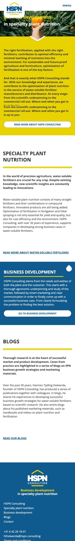 Website van HSPN Consulting op mobiel