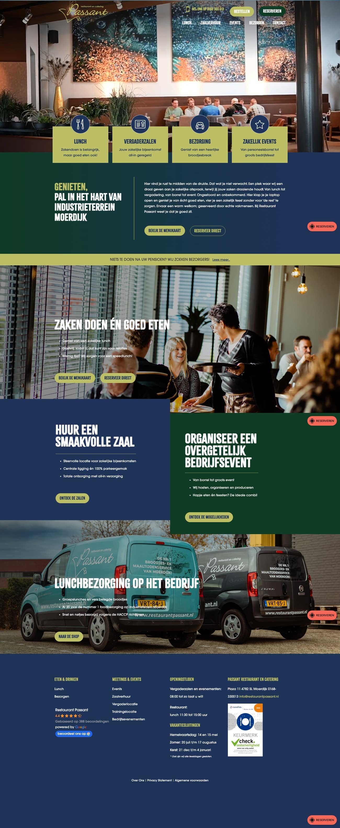 Website van Restaurant Passant op desktop