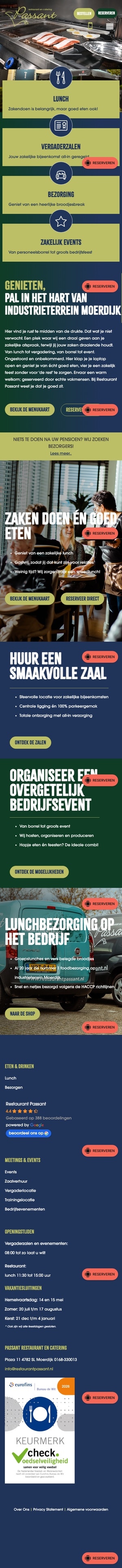 Website van Restaurant Passant op mobiel
