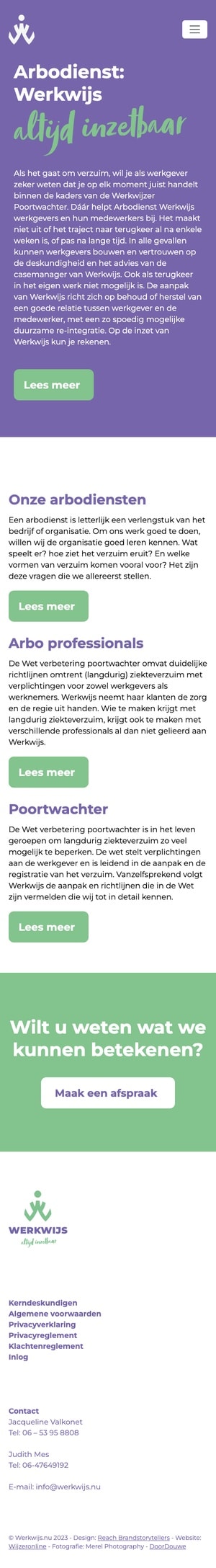 Website van Werkwijs op mobiel