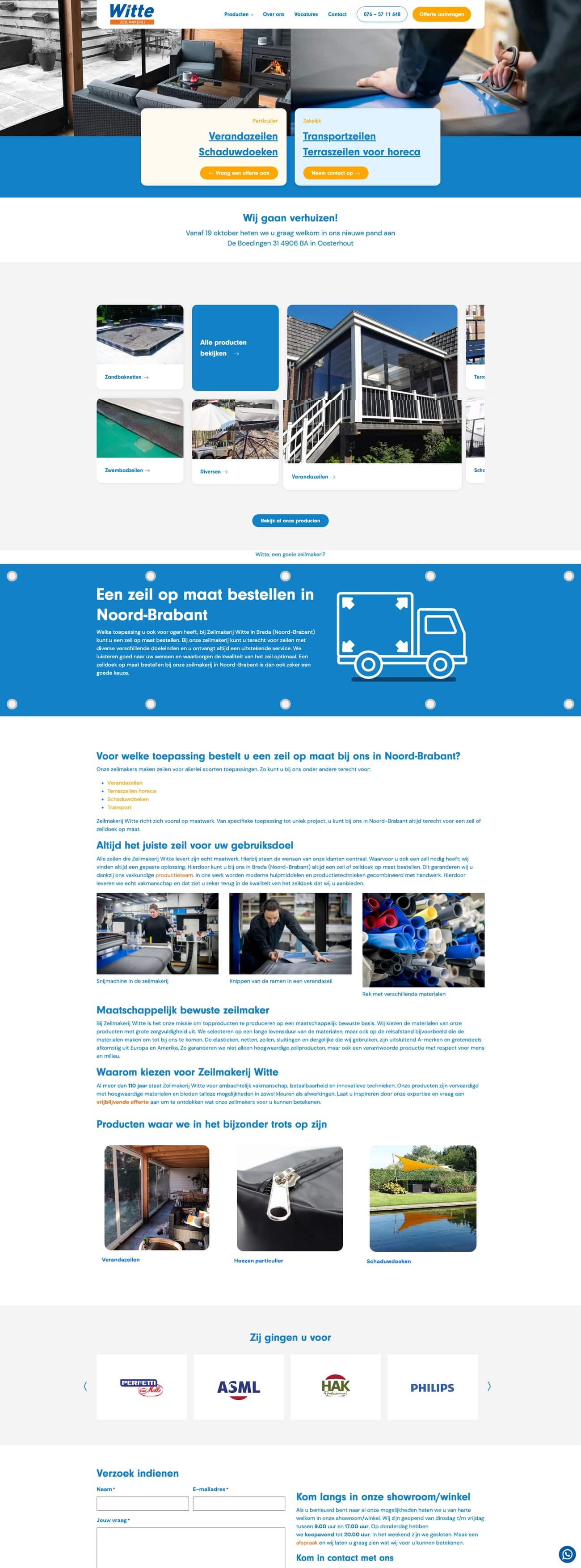 Website van Zeilmakerij Witte op desktop